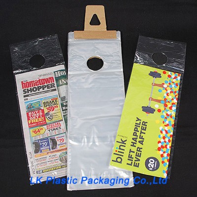 custom wicket poly door knob bag newspaper bag magazine bag with card header